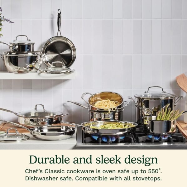 81Yhr4doZqL._AC_SL1500_.jpg Cuisinart 1.5 Quart Saucepan w/Cover, Chef's Classic Stainless Steel Cookware Collection, 719-16