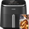 81YlVdZBmaL._AC_SL1500_.jpg COSORI Air Fryer 9-in-1, Compact & Large 6-Qt, Fast Turbo Modes, 90°–450°F Even Results With Precise Temperature Control, Up to 95% Less Oil*, Roast, Bake, Dry, Reheat, Frozen, Broil, Proof, Grey
