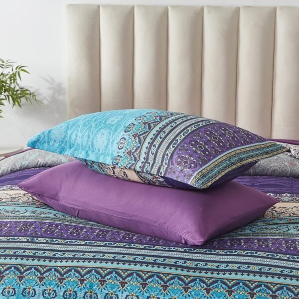 81ZM9ZMLLLL._AC_SL1500_.jpg Boho Comforter Set Queen Size 8 Piece Bed in a Bag Bohemian Striped Bedding Quilt Set Aqua Paisley Floral Comforter and Sheet Set,Soft Microfiber Complete Bedding Sets for All Season