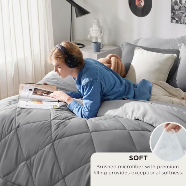 81a8XS8J3ZL._AC_SL1500_.jpg Bedsure California King Comforter Set - 7 Pieces Reversible Grey Bedding, California King Size Bed Set for All Seasons, Bed in a Bag with Down Alternative Comforter, Sheets, Pillowcases & Shams