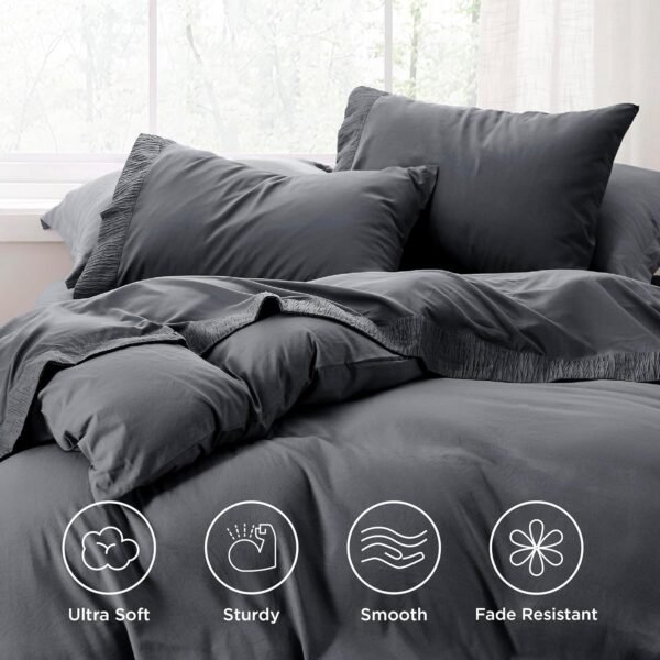 81afIR27i5L._AC_SL1500_.jpg Bedsure Queen Sheet Set - 4 Pieces Soft Queen Size Sheets - Breathable & Cooling - Hotel Luxury - Easy Care Polyester Microfiber Bedding for Women, Men, Dark Grey