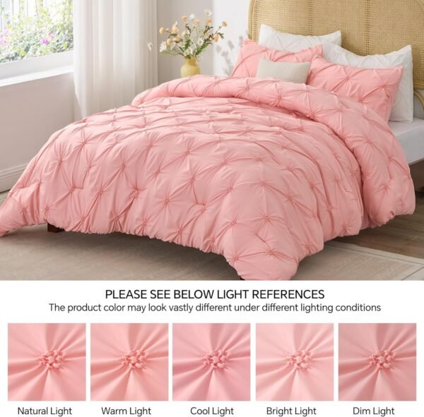 81d0Qfa4SqL._AC_SL1500_.jpg BEDELITE Pink Boho Comforter Set Queen – 3-Piece Pintuck Bedding, Lightweight & Warm, Soft All-Season Comforter with 2 Pillowcases