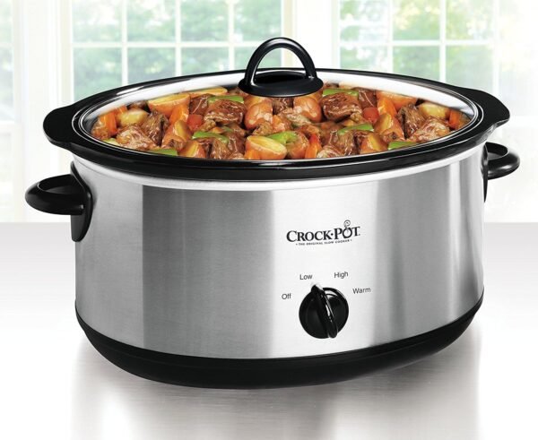 81f7HhGe-IL._AC_SL1500_.jpg Crock-Pot 7 Quart Oval Manual Slow Cooker, Stainless Steel (SCV700-S-BR), Versatile Cookware for Large Families or Entertaining