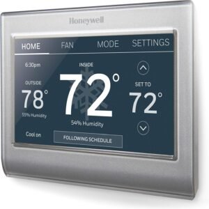 81hUVLEKqvL._AC_SL1500_.jpg Honeywell Home RTH9585WF1004 Wi-Fi Smart Color Thermostat, 7 Day Programmable, Touch Screen, Energy Star, Alexa Ready