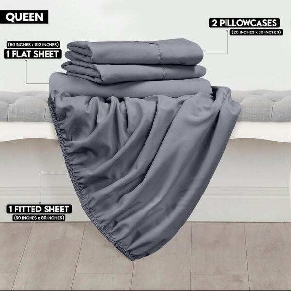 81lMLQCHqBL._AC_SL1500_.jpg Utopia Bedding Queen Sheet Set - Brushed Microfiber - Soft Bed Sheets for Queen Size Bed Set - Includes 1 Fitted, 1 Flat, & 2 Pillow Cases - Deep Pocket (Grey)