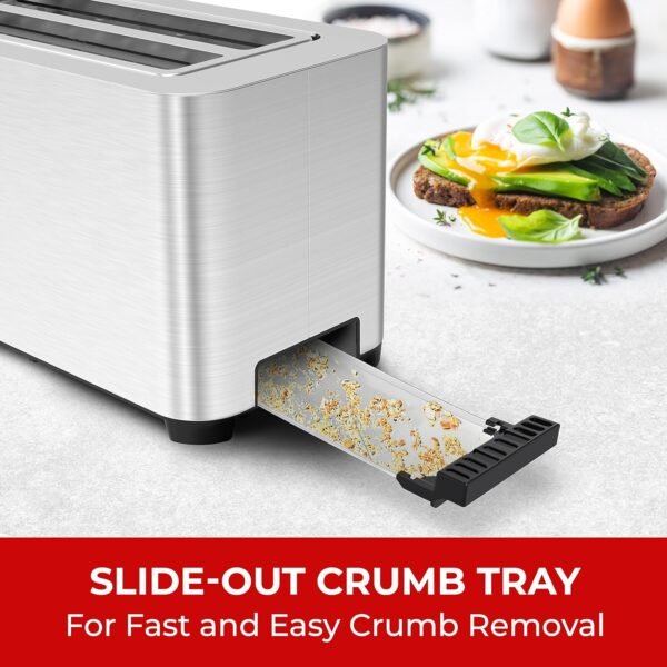 81m-KOvxkmL._AC_SL1500_.jpg Mueller UltraToast Full Stainless Steel Toaster 4 Slice, Long Extra-Wide Slots for Bagels and Waffles, 6 Browning Levels, LED Display, Cancel/Defrost/Reheat Functions & Removable Tray, Kitchen Gadgets