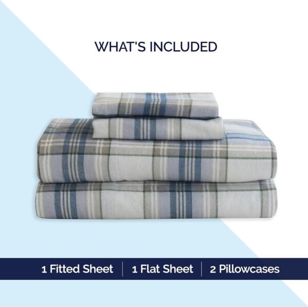 81oKyainYKL._AC_SL1500_.jpg Elegant Comfort Soft 4-Piece 100% Turkish Cotton Flannel Sheet Set - Premium Quality, Deep Pocket Fitted Sheet, Ultra Soft, Cozy Warm Flannel Sheets - Queen, Plaid-Navy/Aqua
