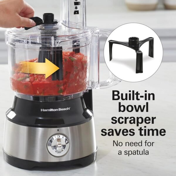 81ov7v3wJ5L._AC_SL1500_.jpg Hamilton Beach Food Processor & Vegetable Chopper for Slicing, Shredding, Mincing, and Puree, 10 Cups + Easy Clean Bowl Scraper, Black and Stainless Steel (70730)