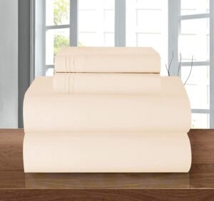 81p5vMQdzCL._AC_SL1500_.jpg Elegant Comfort Luxury 1500 Premium Hotel Quality Microfiber 4-Piece Sheet Set - Wrinkle Resistant, All Around Elastic Fitted Sheet, Deep Pocket up to 16", Queen, Cream