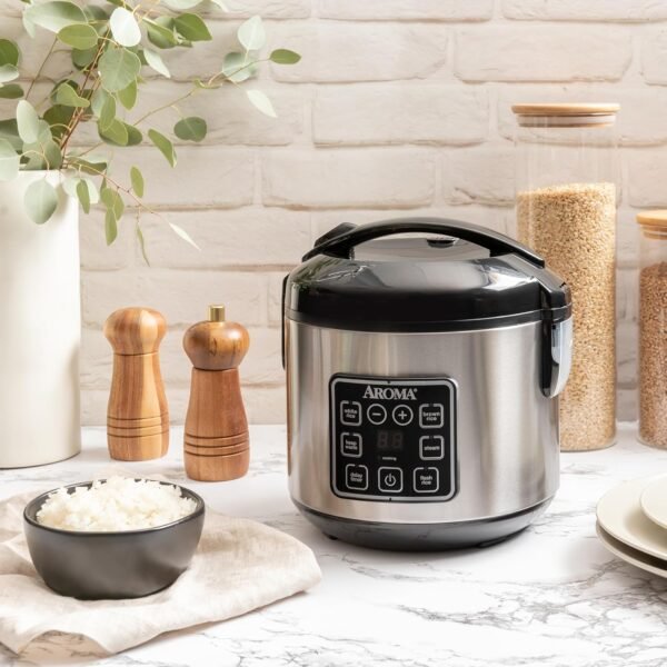 81tz2CozpBL._AC_SL1500_.jpg AROMA Digital Rice Cooker, 4-Cup (Uncooked) / 8-Cup (Cooked), Steamer, Grain Cooker, Multicooker, 2 Qt, Stainless Steel Exterior, ARC-914SBD