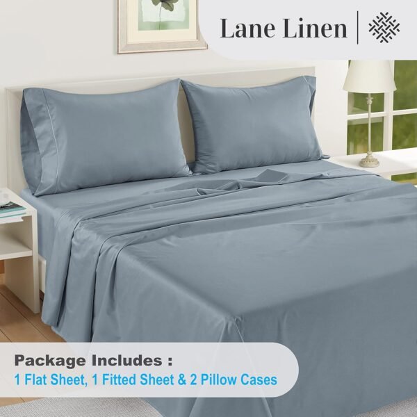 LANE LINEN Luxury Bed Sheets King Size - 1000 Thread Count Egyptian Cotton Sheets, 4Pc Sateen Weave King Size Bed Sheets, Hotel Sheets & Pillowcase Set, 16" Deep Pocket King Sheet Set - French Blue