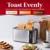 81wFABM7ZxL._AC_SL1500_.jpg Elite Gourmet ECT-3100 Long Slot 4 Slice Toaster, Reheat, 6 Toast Settings, Defrost, Cancel Functions, Built-in Warming Rack, Extra Wide Slots for Bagels & Waffles, Stainless Steel & Black