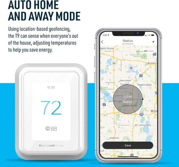 81xTMi-nUZL._AC_SL1500_.jpg Honeywell Home T9 WIFI Smart Thermostat, Smart Room Sensor Ready, Touchscreen Display, Alexa and Google Assist