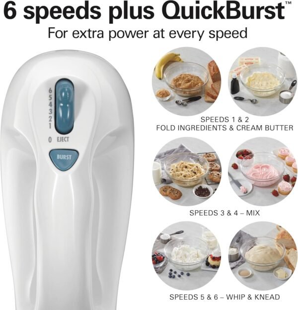 81xbZGIuLQL._AC_SL1500_.jpg Hamilton Beach 6-Speed Electric Hand Mixer with Whisk, Traditional Beaters, Snap-On Storage Case, 250 Watts, White