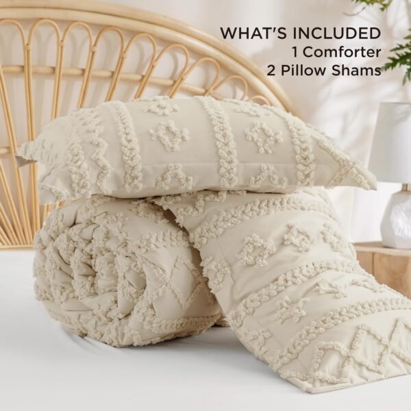 81ypEnIBmGL._AC_SL1500_.jpg Bedsure Tufted Boho Comforter Set California King Size - Beige Boho Bed Set, GentleSoft™ 3 Pieces Farmhouse Shabby Chic Embroidery Bedding, Gifts for Woman, Soft Jacquard Comforter for All Seasons