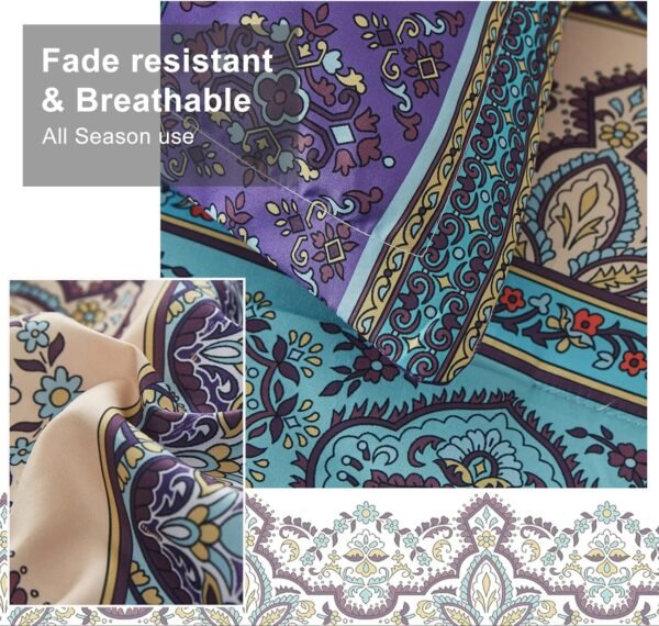 81zHvWqzkIL._AC_SL1500_.jpg Boho Comforter Set Queen Size 8 Piece Bed in a Bag Bohemian Striped Bedding Quilt Set Aqua Paisley Floral Comforter and Sheet Set,Soft Microfiber Complete Bedding Sets for All Season