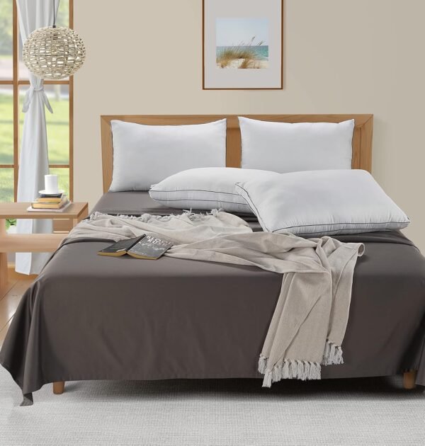 91SZjCnQuL._AC_SL1500_.jpg LANE LINEN Pillows Standard Size Set of 4 (20"x26") - Soft Gusseted Bed Pillow for Back, Stomach or Side Sleepers - Hotel Quality Down Alternative Standard Pillows Pack of 4 - White