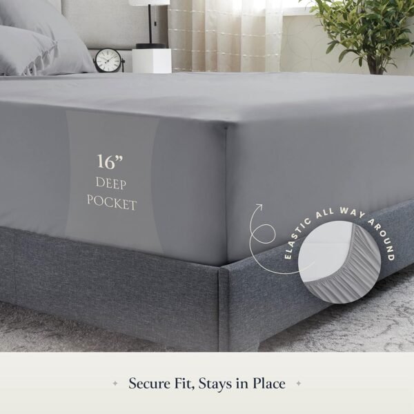 911FvyczjL._AC_SL1500_.jpg BELADOR Silky Soft Sheet Set - Luxury 6 Piece Bed Sheets for Queen Size Bed, Secure-Fit Deep Pocket Sheets with Elastic, Breathable Hotel Sheets & Pillowcase Set, Wrinkle Free Oeko-Tex Sheets