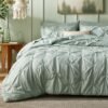 Bedsure King Size Comforter Set Sage Green - Bed in a Bag King Size 7 Pieces, GentleSoft™ Pintuck Bed Set Gift for Family, Pinch Pleat Sage Green Comforter with Sheets, Pillowcases & Shams