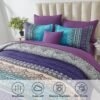 91Ps0BZNUuL._AC_SL1500_.jpg Boho Comforter Set Queen Size 8 Piece Bed in a Bag Bohemian Striped Bedding Quilt Set Aqua Paisley Floral Comforter and Sheet Set,Soft Microfiber Complete Bedding Sets for All Season