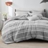 91hTVYBwgxL._AC_SL1500_.jpg Bedsure Queen Comforter Set 7 Pieces, Grey Striped Bedding Set for Queen Size Bed Reversible, Cationic Dyeing Bed in a Bag with Comforter, Sheets, Pillowcases & Shams