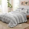 91p5v3OjivL._AC_SL1500_.jpg Bedsure Queen Comforter Set 7 Pieces, Grey Striped Bedding Set for Queen Size Bed Reversible, Cationic Dyeing Bed in a Bag with Comforter, Sheets, Pillowcases & Shams