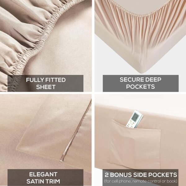 A1VqrkFxwKL._AC_SL1500_.jpg Mueller UltraTemp King Size Cooling Sheet Set – 6-Piece, Super Soft, Deep Pockets (16”), Wrinkle-Resistant, Hypoallergenic – Cream