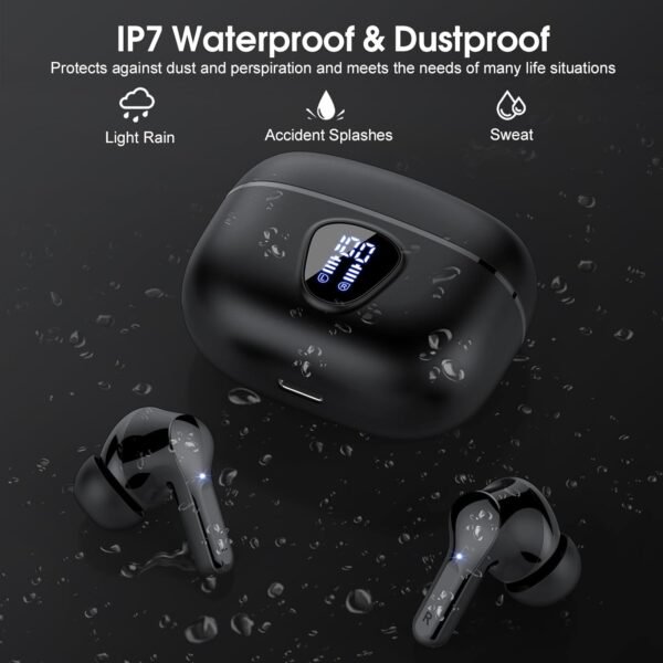 61N4Qv4mBmL._AC_SL1500_.jpg Wireless Earbuds, Bluetooth 5.4 Headphones HiFi Stereo, Bluetooth Earbuds with ENC Noise Cancelling Mic, IP7 Waterproof in Ear Earphones, 48H, LED Display Ear buds for Pad Workout Sports, Black