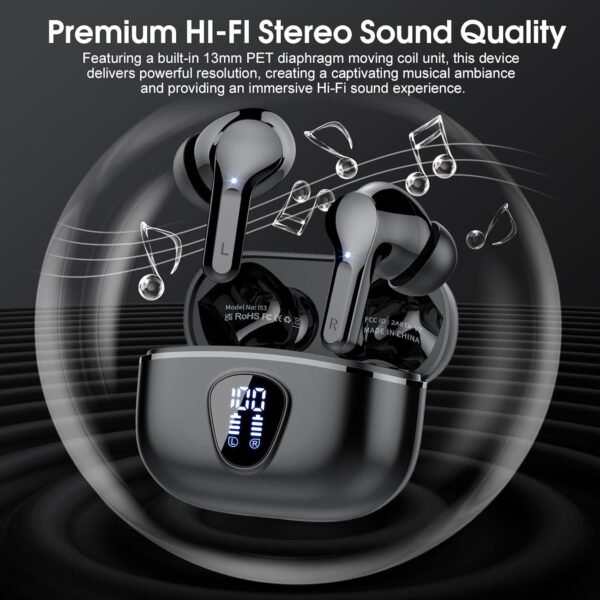 71OONMJBTPL._AC_SL1500_.jpg Wireless Earbuds, Bluetooth 5.4 Headphones HiFi Stereo, Bluetooth Earbuds with ENC Noise Cancelling Mic, IP7 Waterproof in Ear Earphones, 48H, LED Display Ear buds for Pad Workout Sports, Black