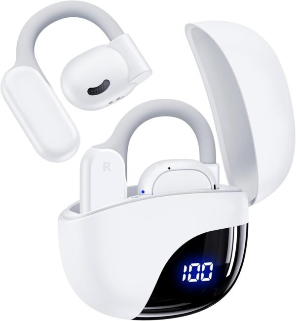 61gQJJaP-nL._AC_SL1500_.jpg TAGRY Open Ear Earbuds Wireless Bluetooth Headphones 80Hrs Playtime Ear Buds with Earhooks IPX7 Waterproof Touch Control Earphones Sport Headsets for Workout Running White