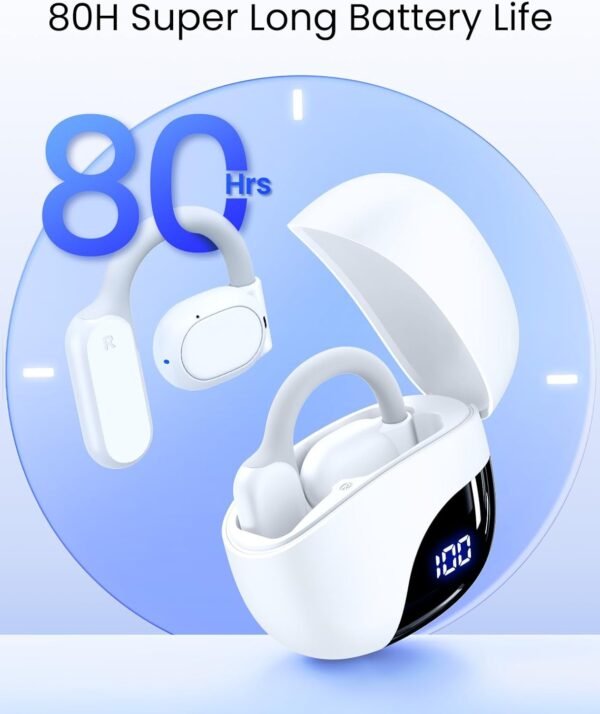 61o6WPso1-L._AC_SL1500_.jpg TAGRY Open Ear Earbuds Wireless Bluetooth Headphones 80Hrs Playtime Ear Buds with Earhooks IPX7 Waterproof Touch Control Earphones Sport Headsets for Workout Running White