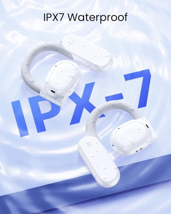 61wQ8Jz2VxL._AC_SL1500_.jpg TAGRY Open Ear Earbuds Wireless Bluetooth Headphones 80Hrs Playtime Ear Buds with Earhooks IPX7 Waterproof Touch Control Earphones Sport Headsets for Workout Running White